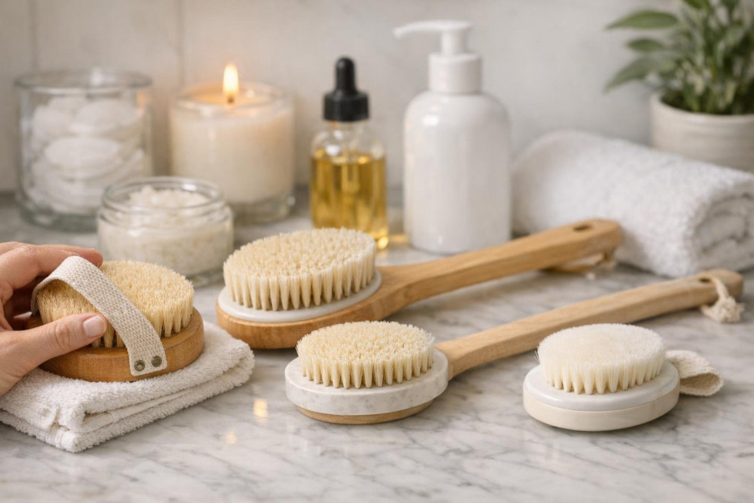 Dry brushing technique with a bath body brush at home