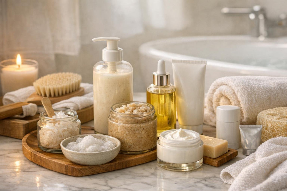 Warm bath essentials and body care for smoother skin