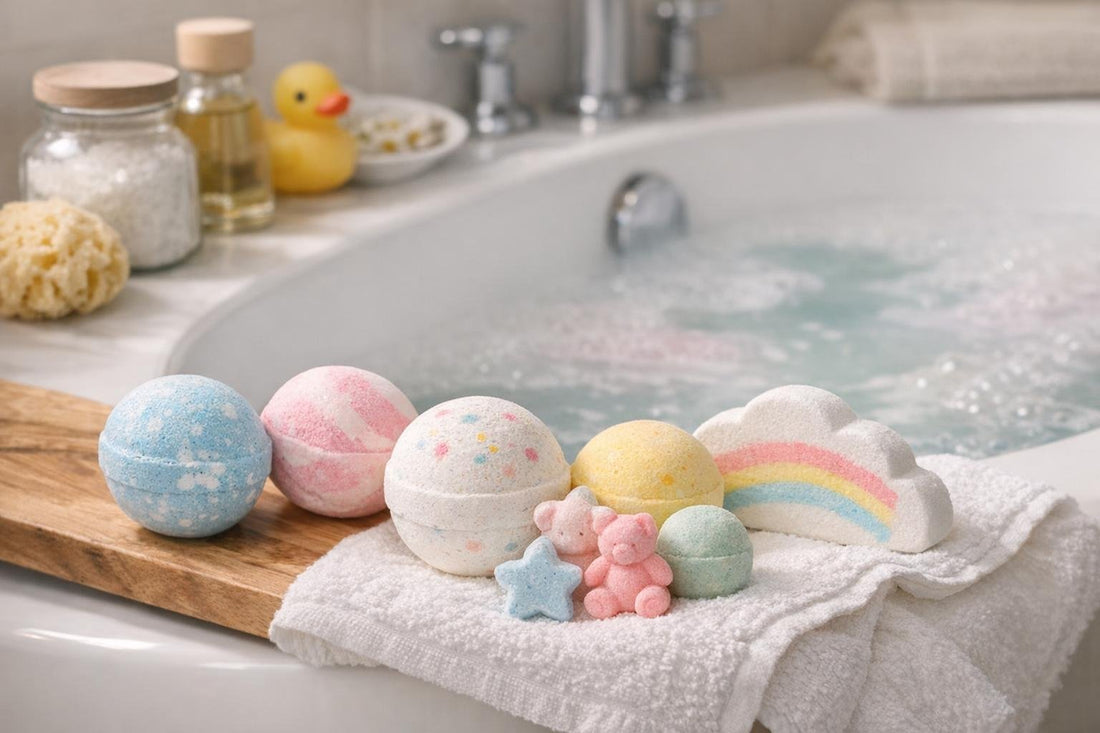 Bath bombs for kids and sensitive skin in tub
