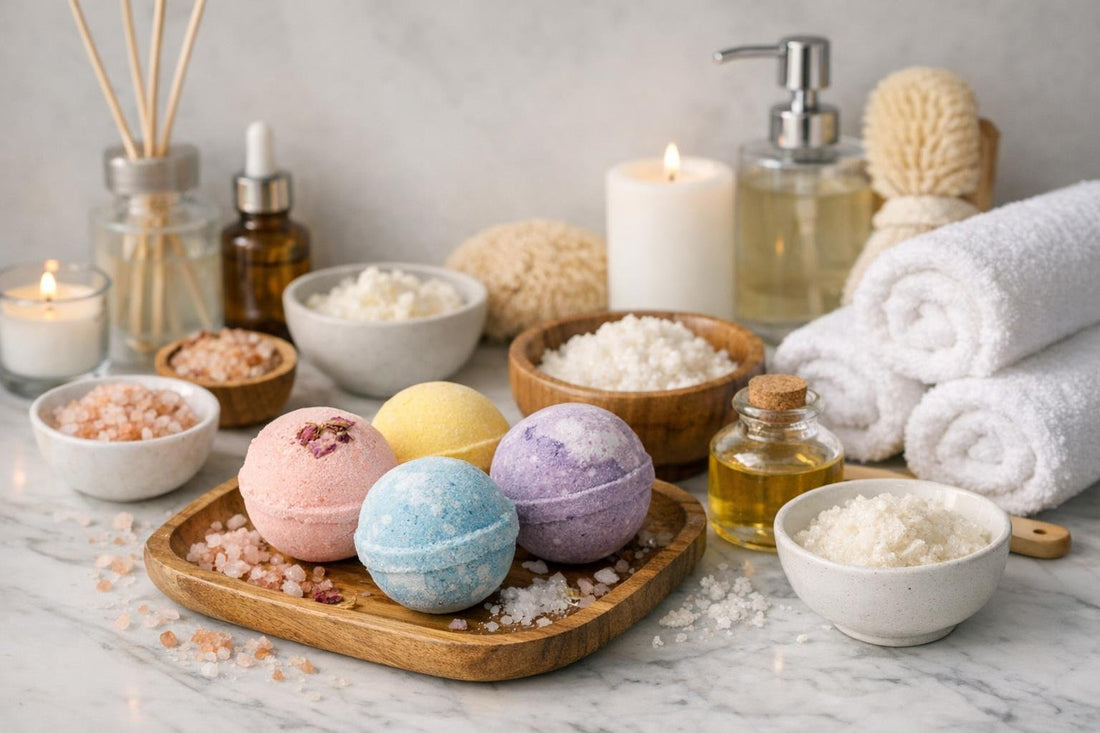 colourful bath bombs and spa essentials Toronto