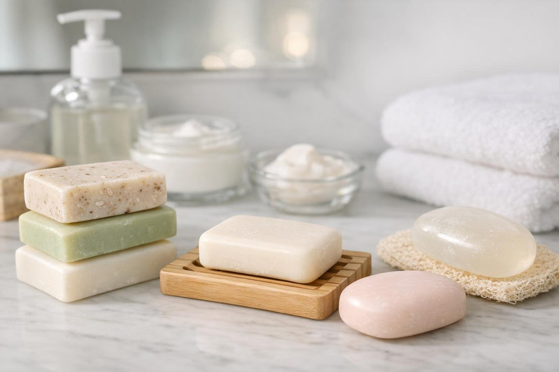 assorted gentle bath soaps for sensitive skin