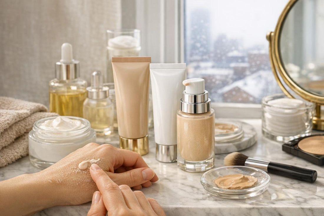 Applying BB cream on dry winter skin in Toronto