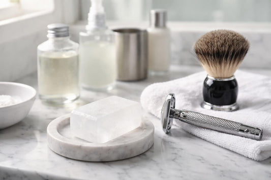 Beginner using alum block after wet shaving