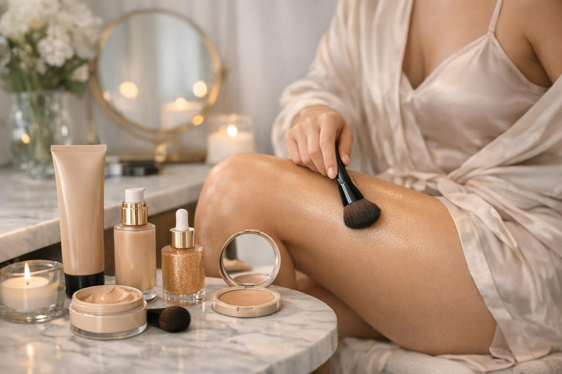 Beginner applying body makeup for a natural-looking finish