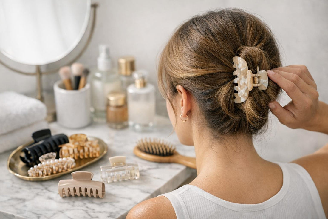 Beginner using claw clip for easy twist hairstyle