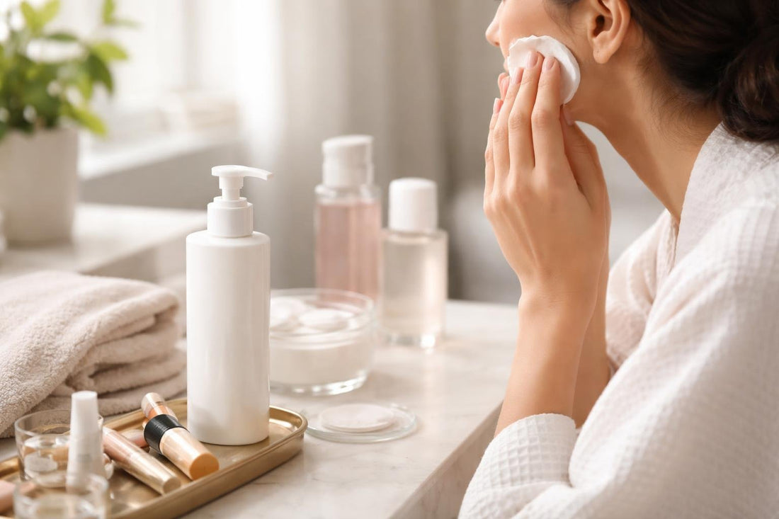 Beginner applying cleansing milk to remove everyday makeup
