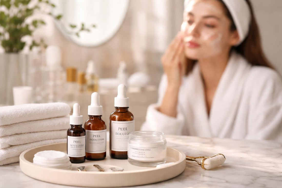 Beginner applying professional facial peel at home safely
