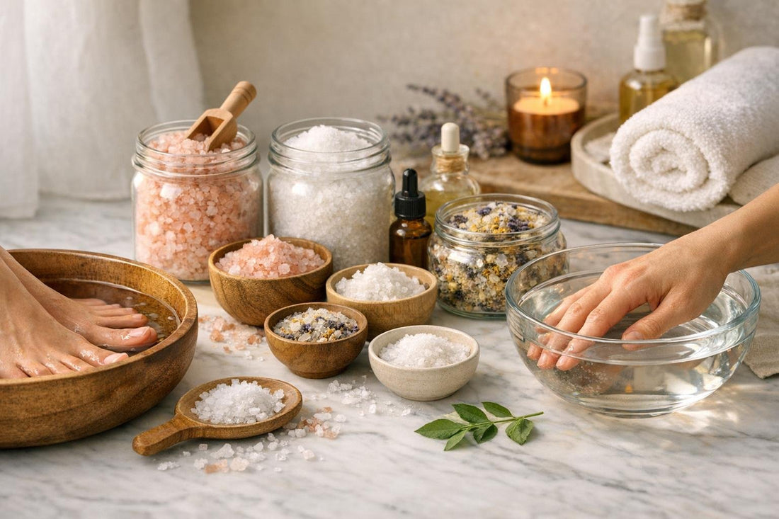 Beginner at-home foot and hand soak with salts