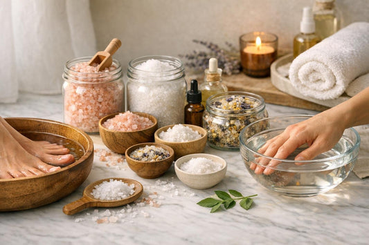 Beginner at-home foot and hand soak with salts