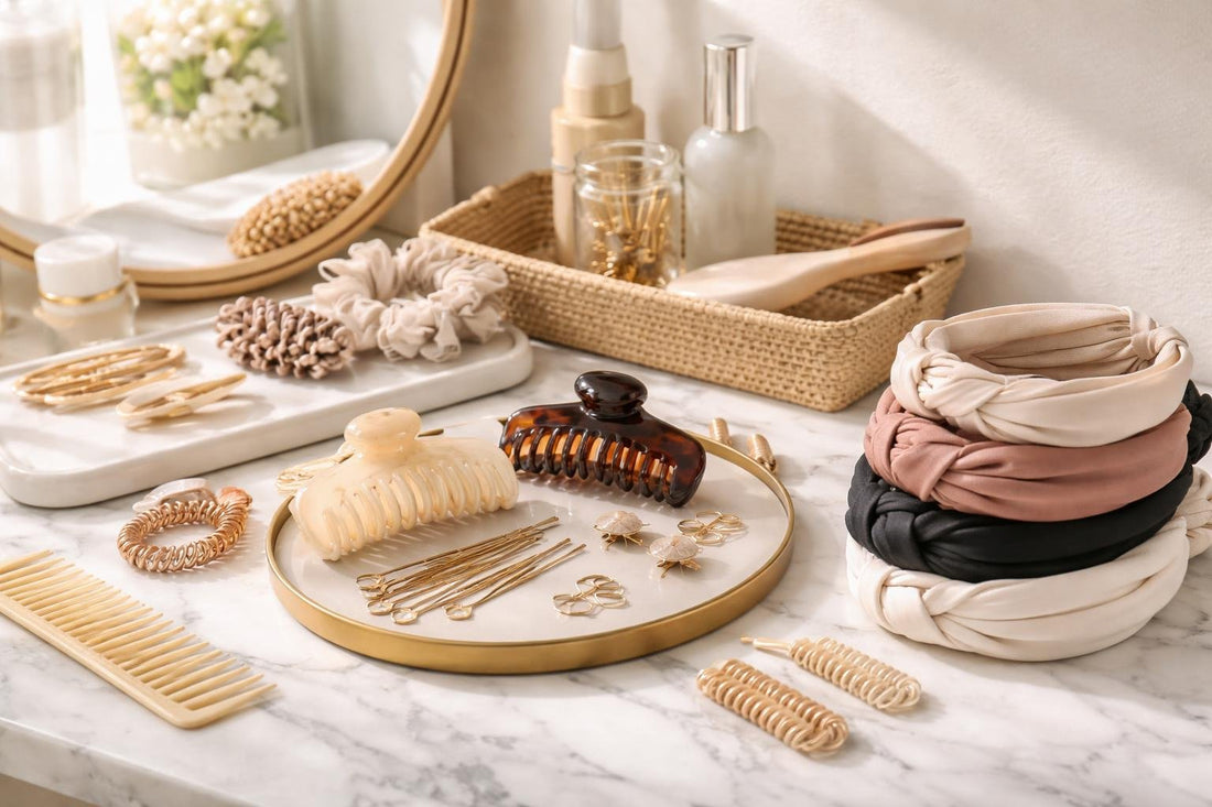 Beginner-friendly hair styling accessories: clips, pins, headbands
