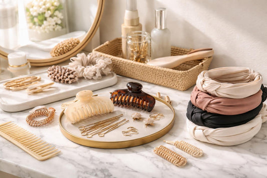 Beginner-friendly hair styling accessories: clips, pins, headbands