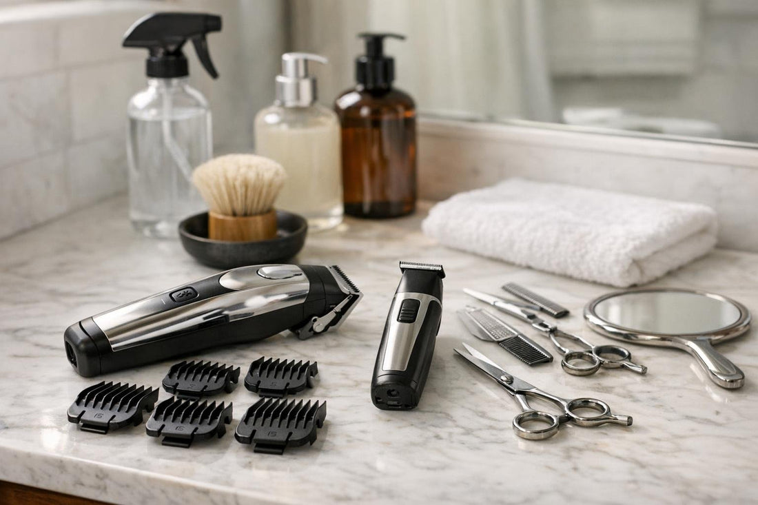 Beginner hair clippers with precision accessories for home fades
