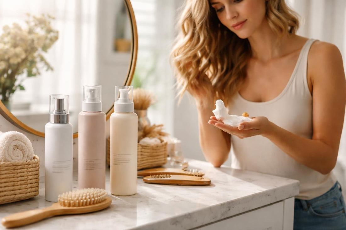 Beginner applying hair mousse for soft hold and volume