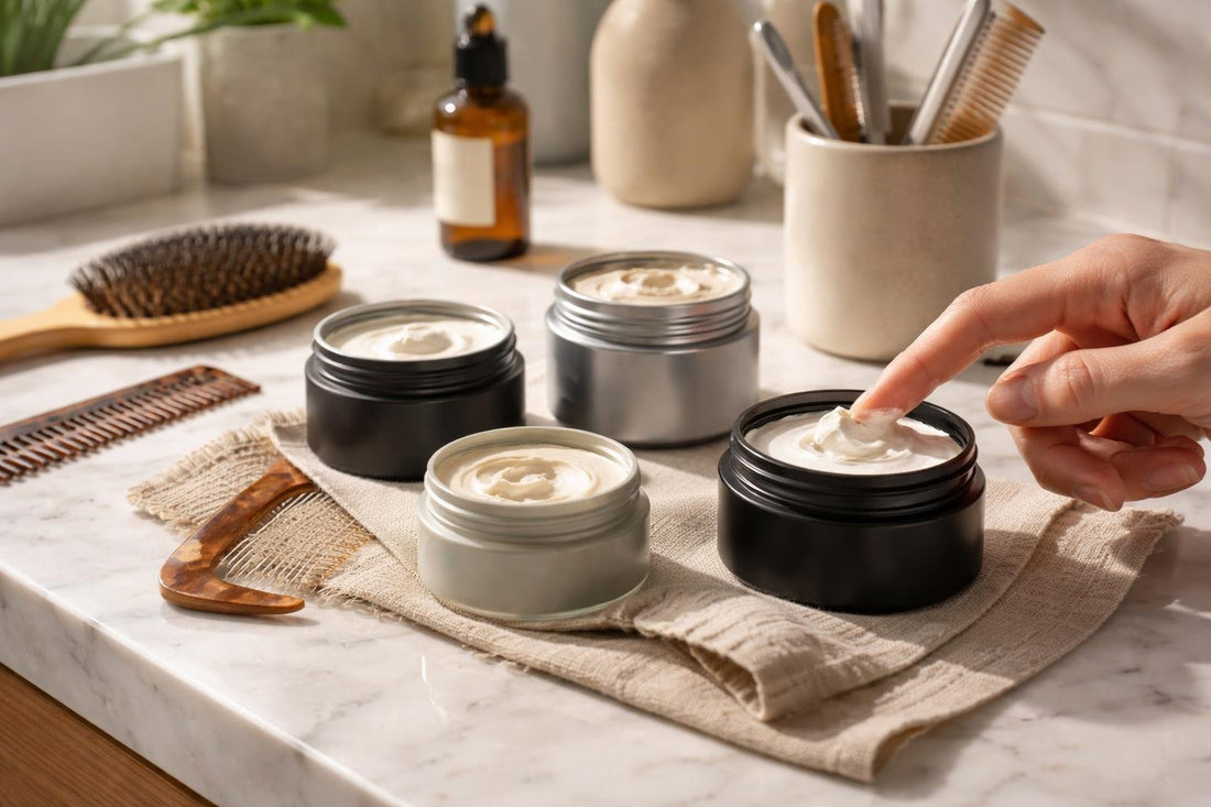 Beginner applying hair putty for natural textured hold