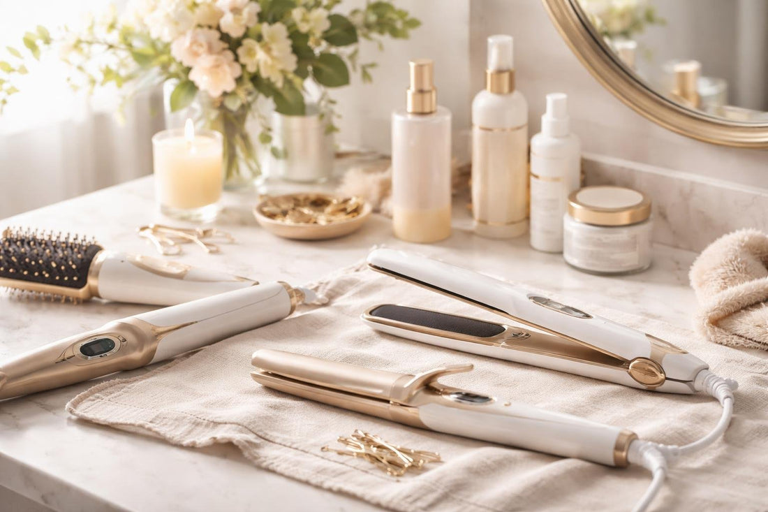 Beginner using a hair styling iron at home