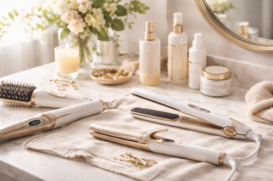 Beginner using a hair styling iron at home