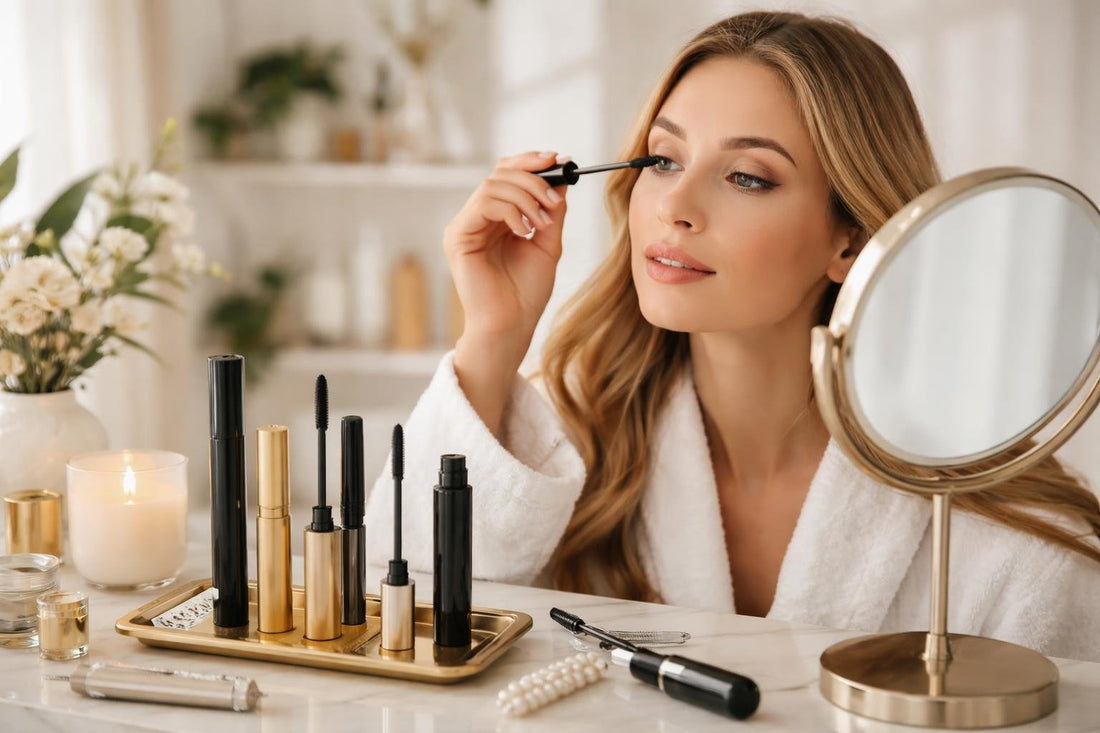 Beginner applying mascara for lifted, defined lashes