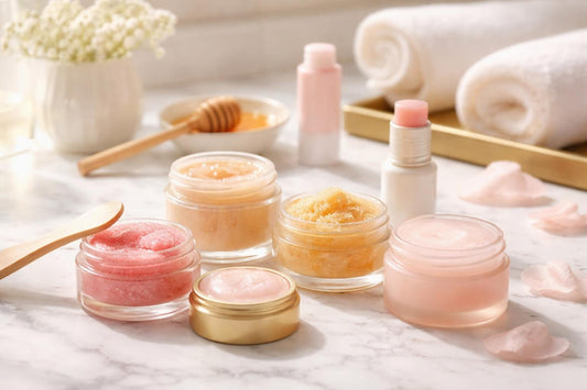 Beginner applying gentle lip scrub for smoother lips