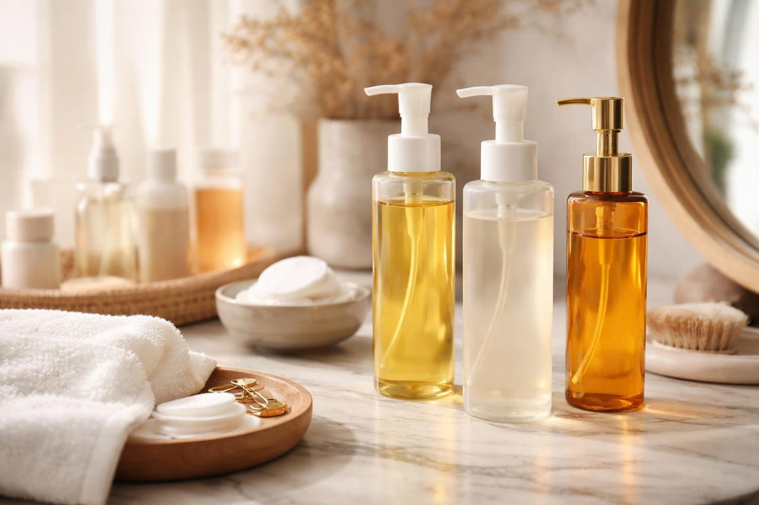 Beginner using cleansing oil to remove makeup gently