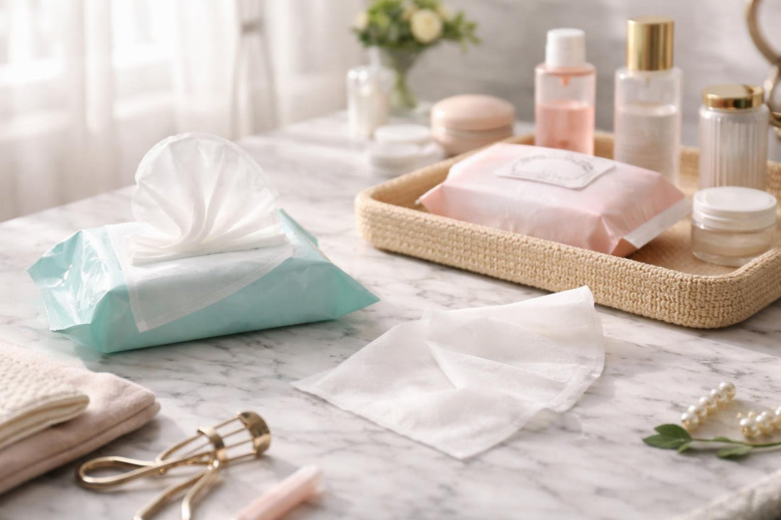 Beginner using makeup cleansing wipes for easy makeup removal