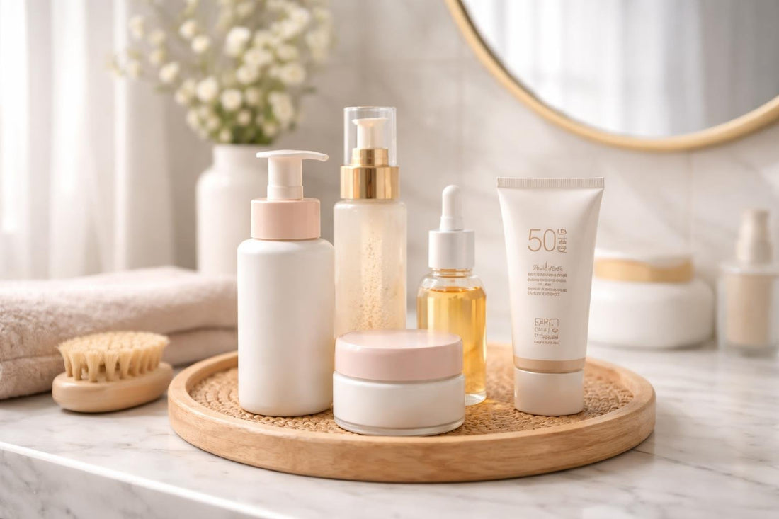 Beginner maternity skincare essentials routine with cleanser and sunscreen