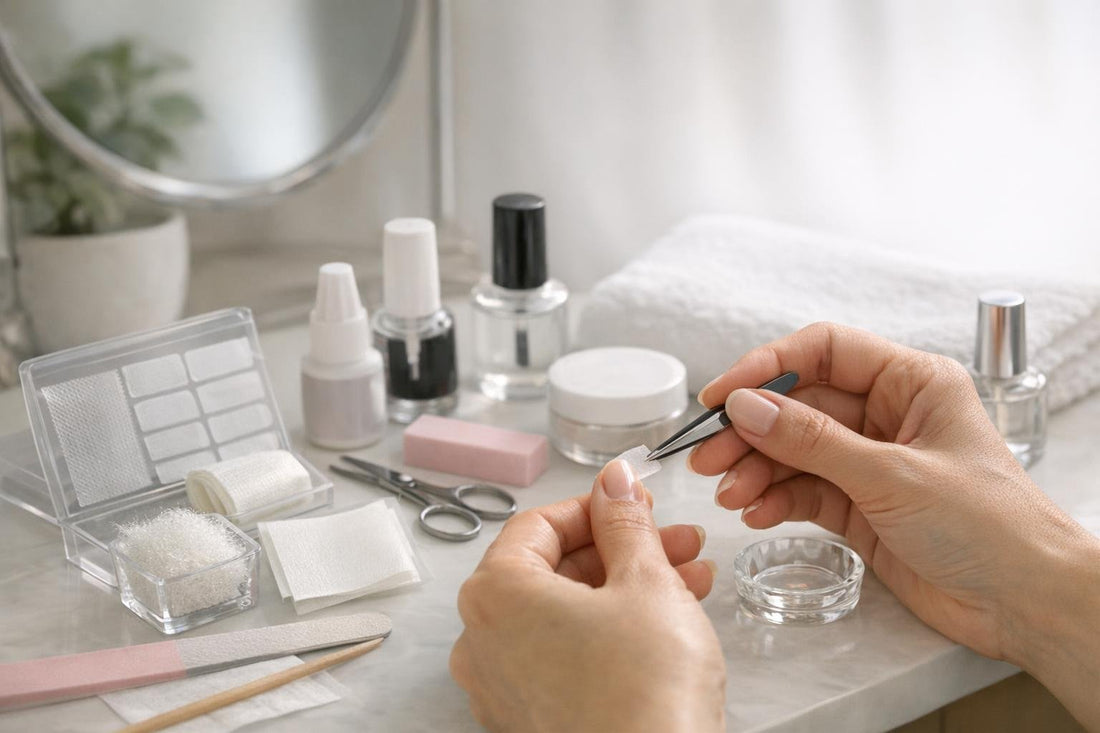 Beginner applying fiberglass and silk nail wrap at home