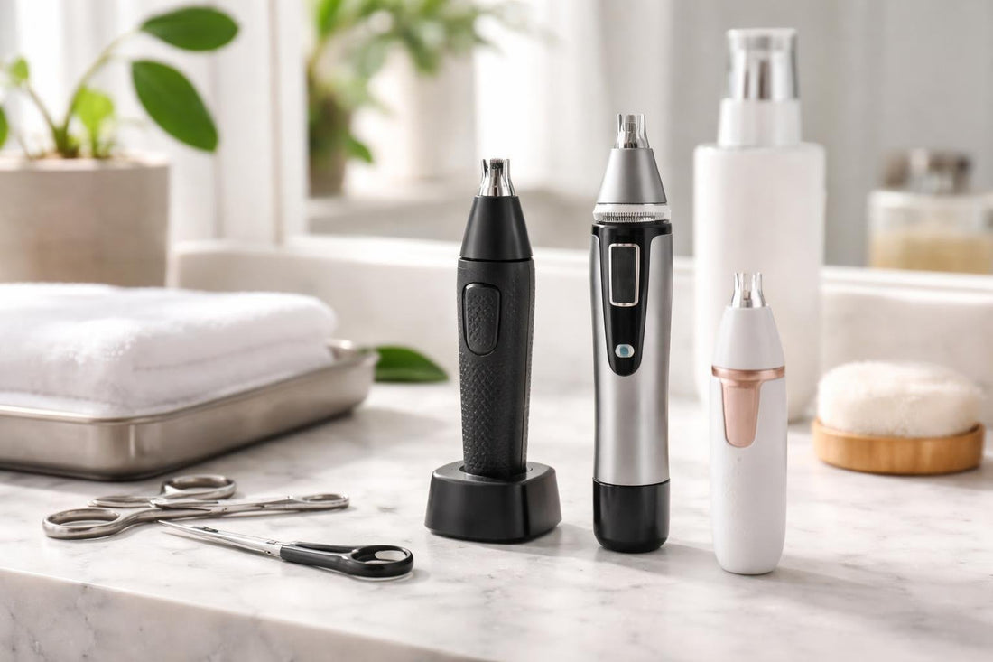 Beginner using a nose and ear hair trimmer safely