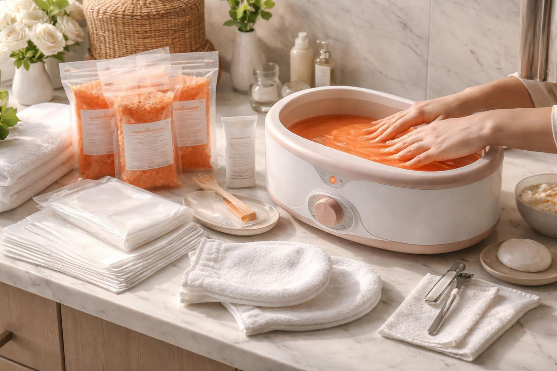 Beginner paraffin wax bath setup for hands at home