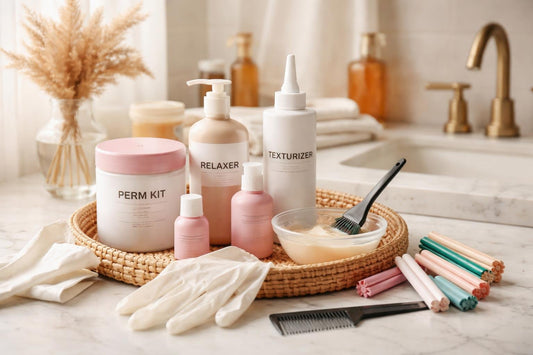 Beginner hair texture change kit with rods and gloves