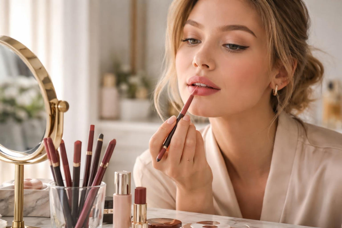 Beginner applying precision lip liner for clean defined edges