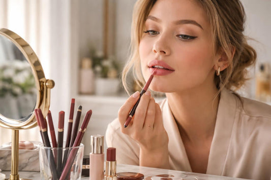Beginner applying precision lip liner for clean defined edges