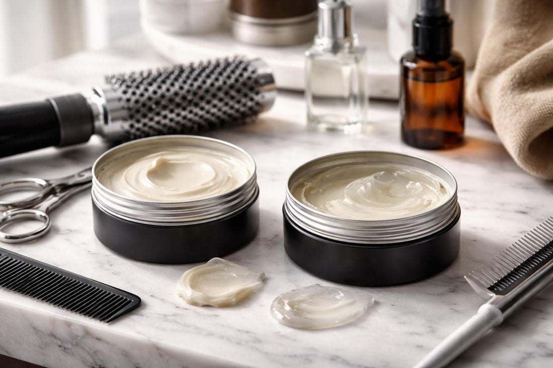 Beginner and pro hair wax textures with matte shine finishes