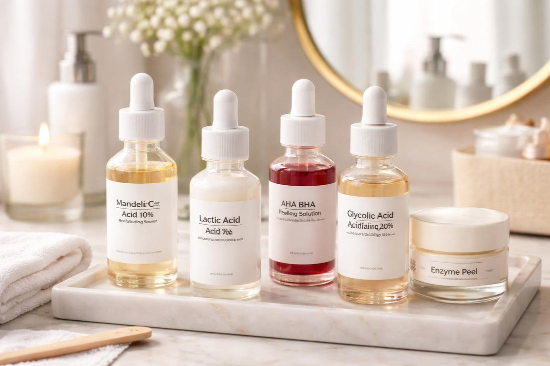Beginner choosing a gentle professional facial peel at home