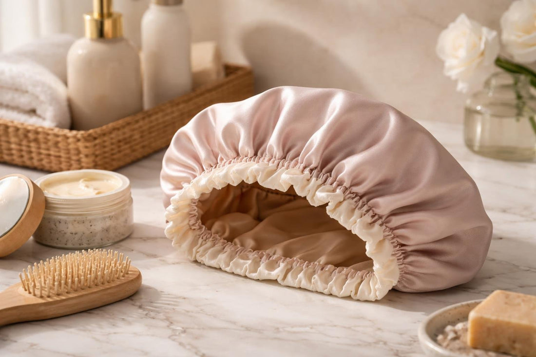 Beginner-friendly reusable shower cap with satin lining