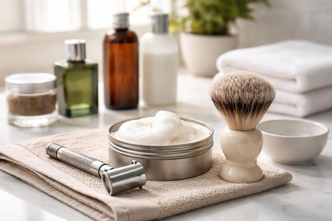 Beginner wet shaving soap and brush setup in Canada