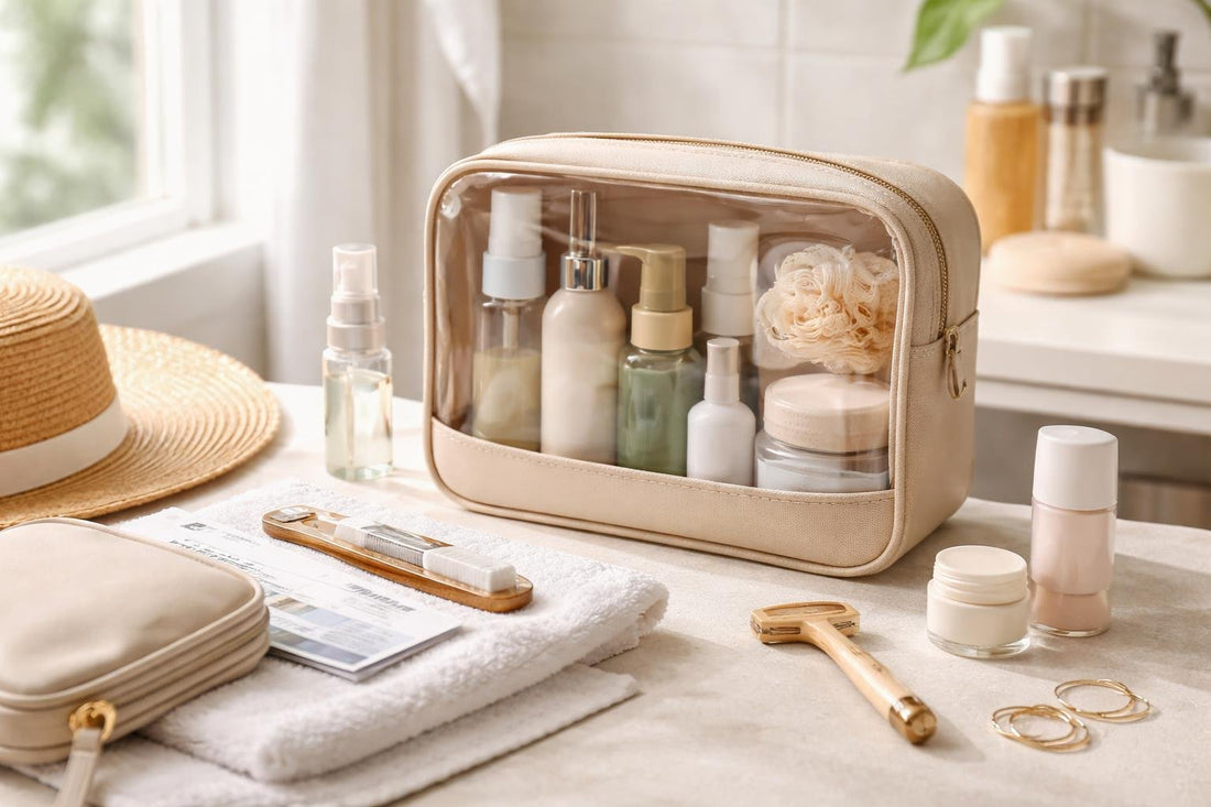 Beginner travel toiletry kit organized for carry on