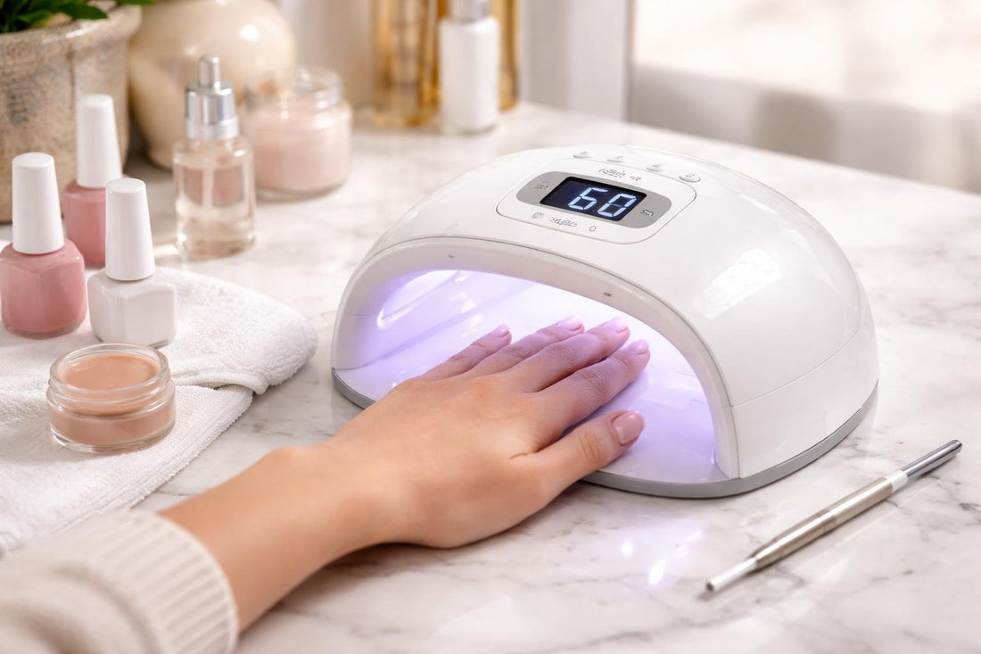 Beginner using UV LED nail lamp with timer