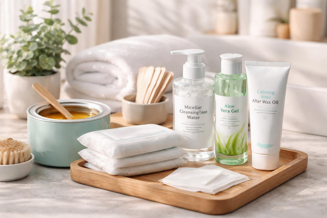 Beginner waxing prep with gentle skin cleanser and wipes