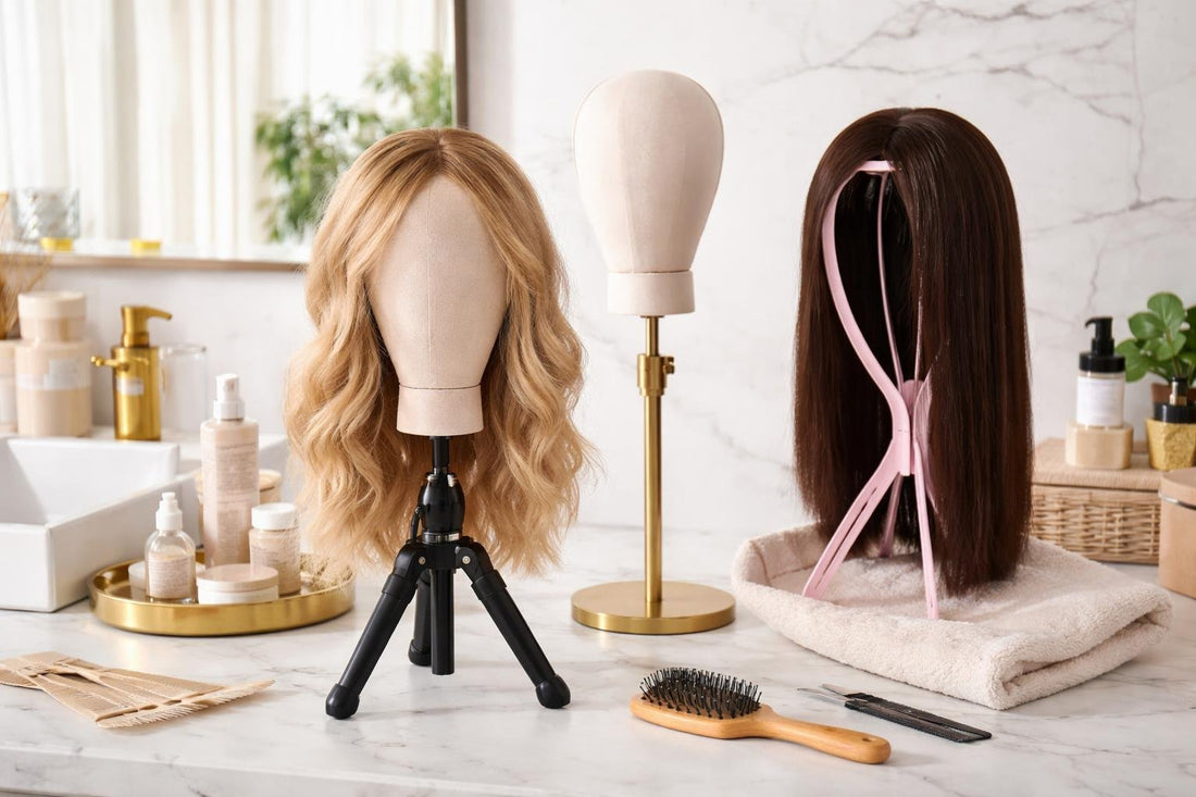 Beginner wig head stand setup for easy home styling