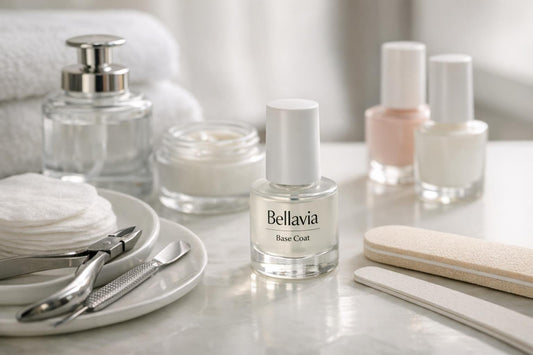 Bellavia base coat bottle and manicure tools