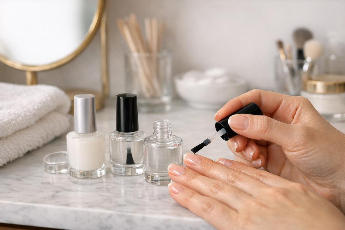Bellavia base coat applied to nails for smooth manicure