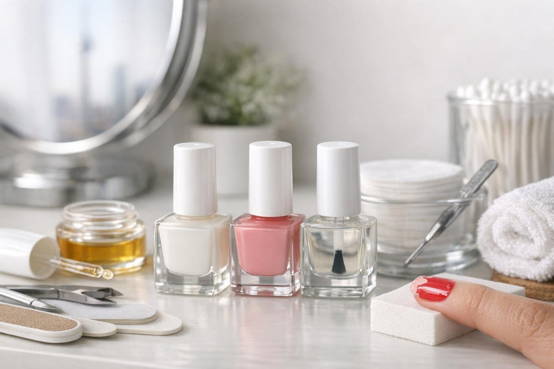 Toronto at-home manicure repair with Bellavia base coat