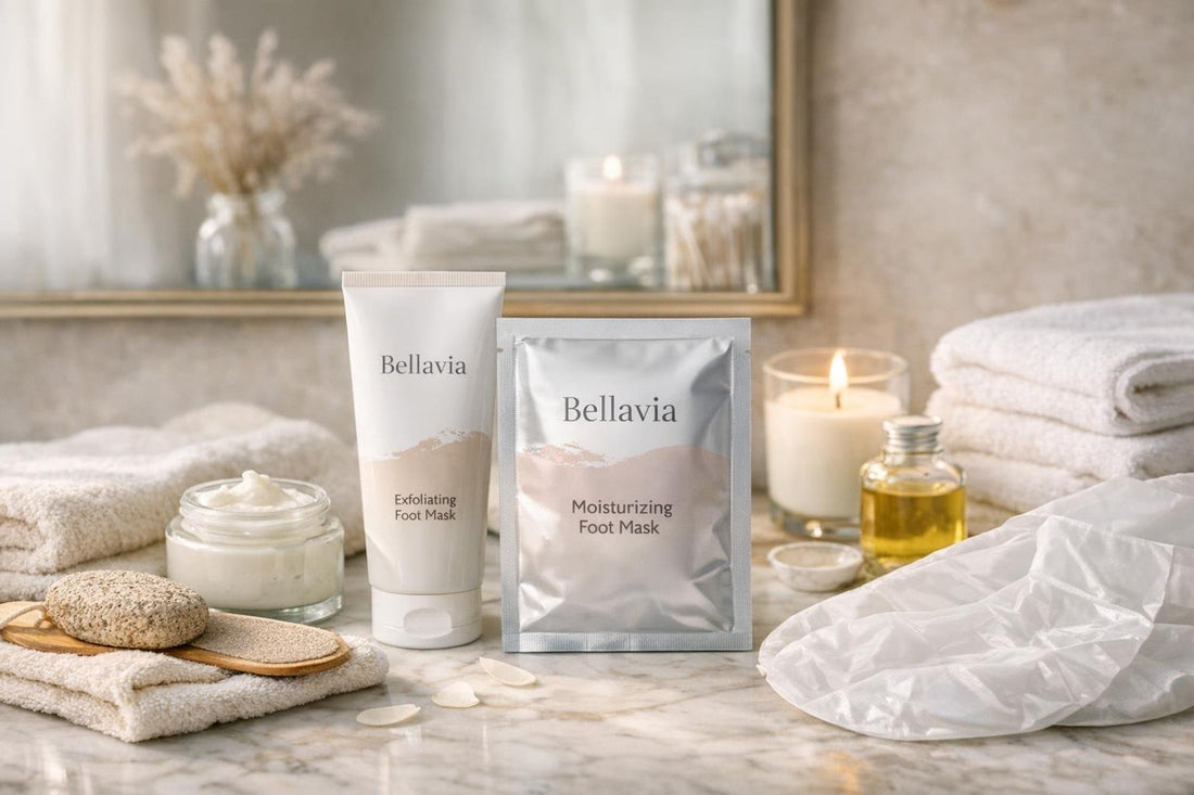 Bellavia foot mask routine for softer seasonal feet