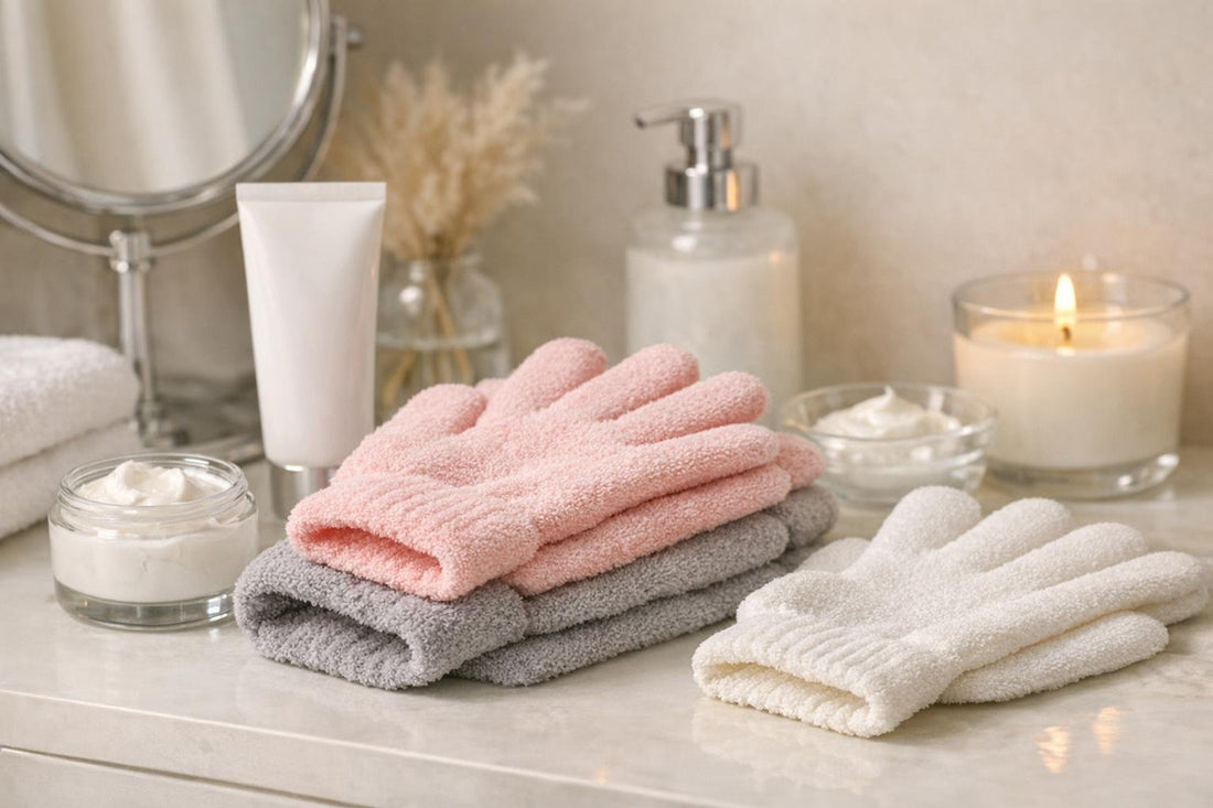 Bellavia moisturizing gloves paired with winter hand cream