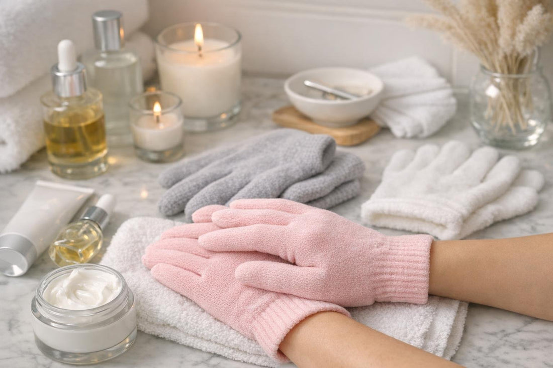 Hands in Bellavia moisturizing gloves for winter hydration