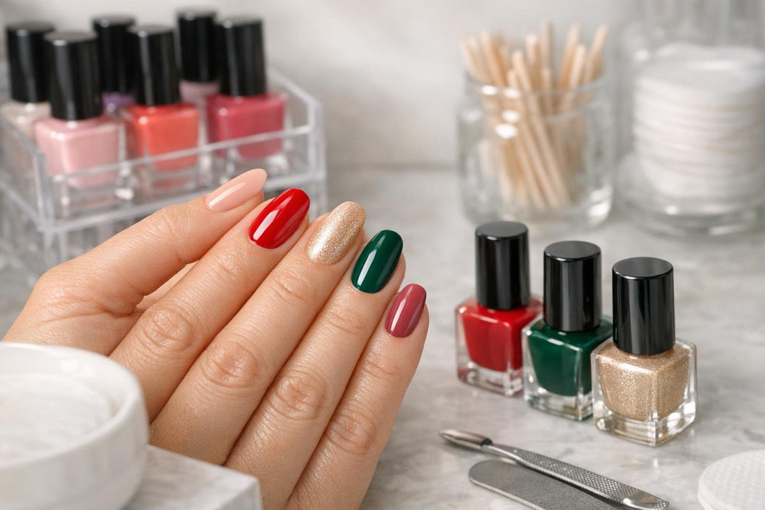 Bellavia nail polish colour collection swatches on hand