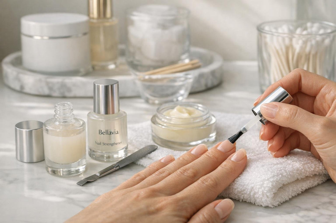 Applying Bellavia nail thickening solution for smoother nails