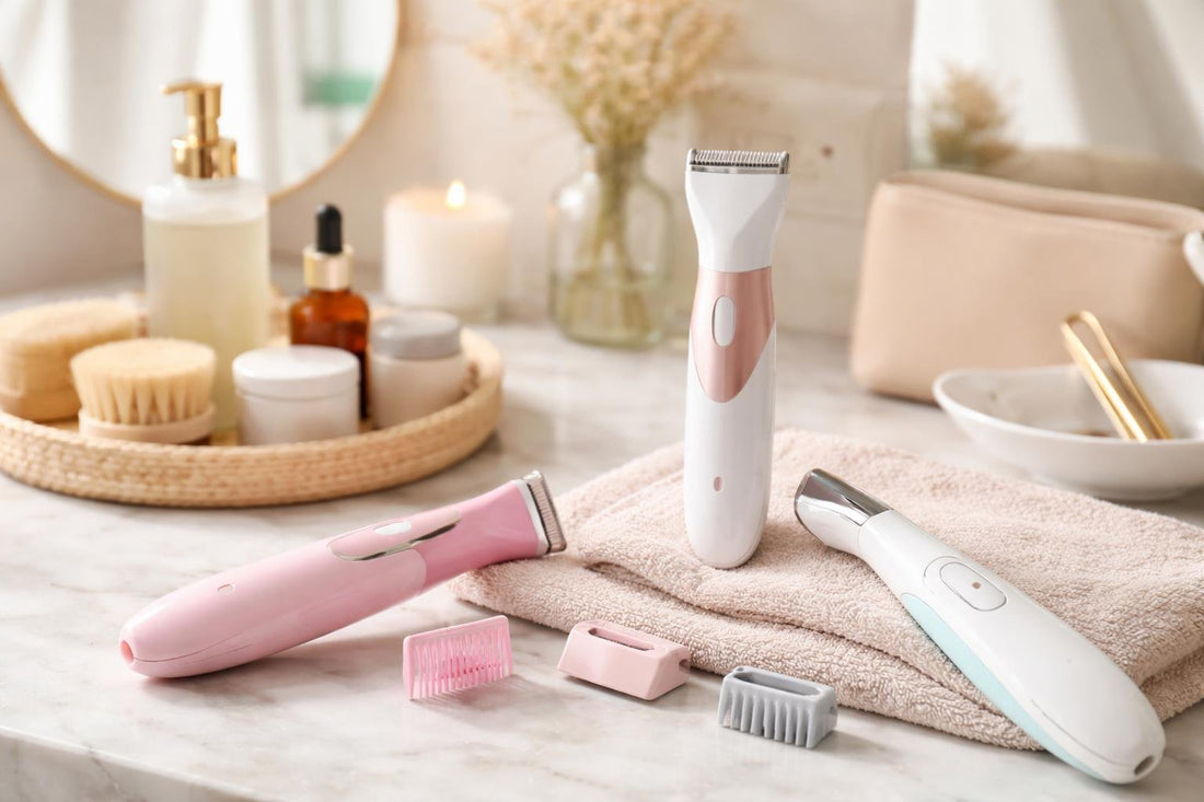 Woman using bikini trimmer for smooth at-home grooming
