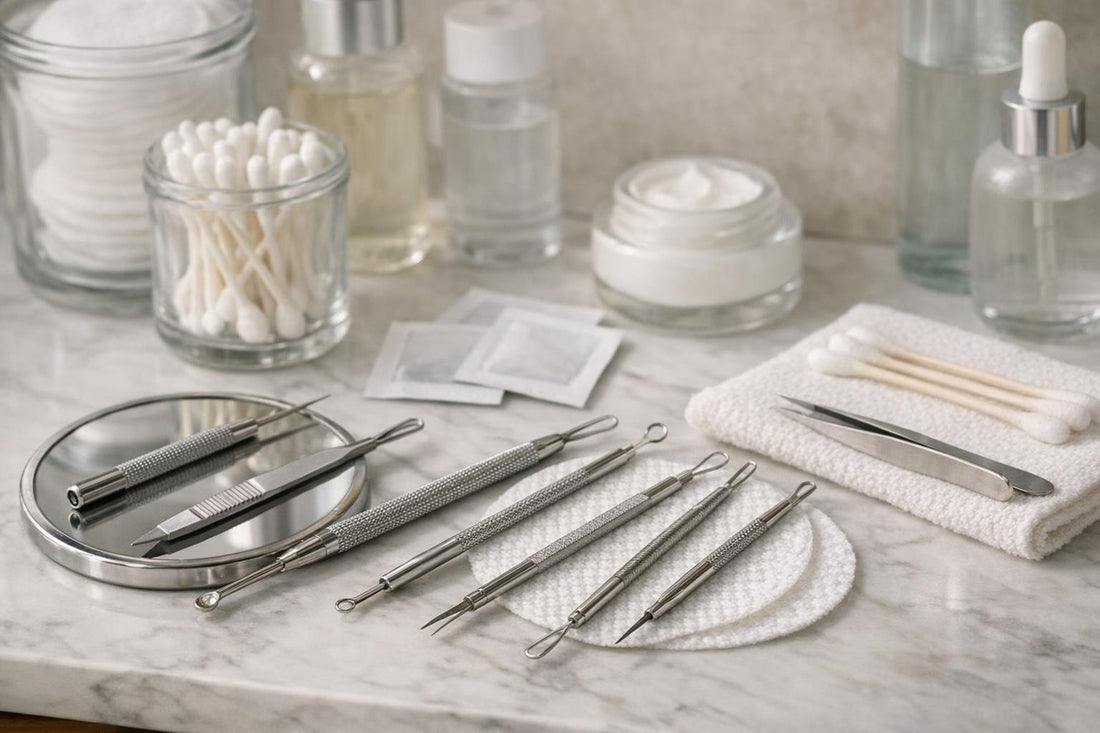 Display of blemish and blackhead extraction tools