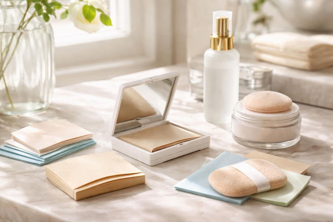 Assorted blotting papers and compact for humid summer